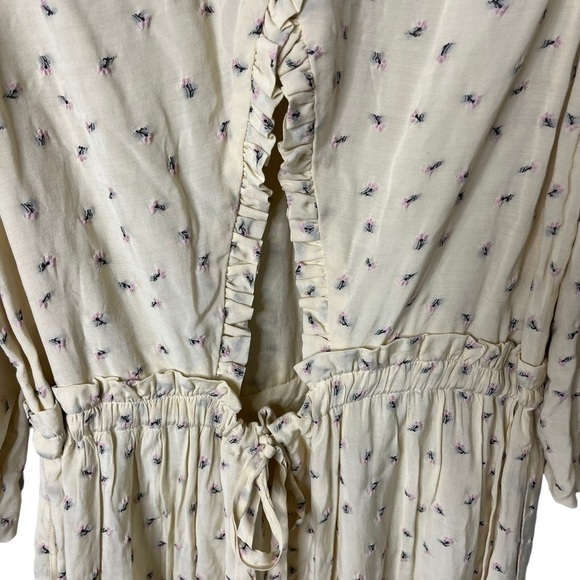 Munthe Curtis Floral Midi Dress Cream Size 38 Back Cutout Ruffle Trim - Picture 8 of 13
